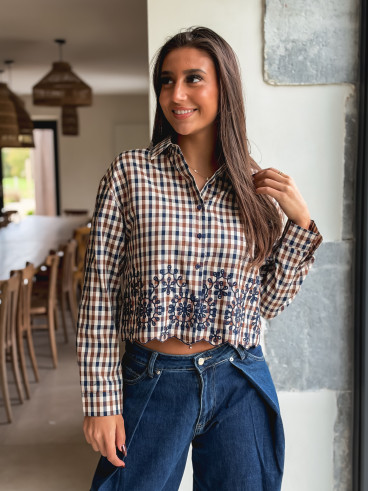 Chemise à carreaux Eleanore - Taupe