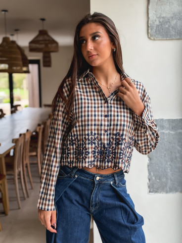 Chemise à carreaux Eleanore - Taupe