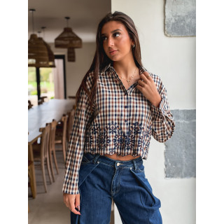 Chemise à carreaux Eleanore - Taupe