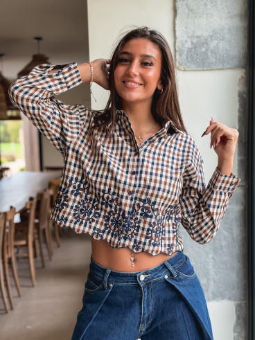 Chemise à carreaux Eleanore - Taupe
