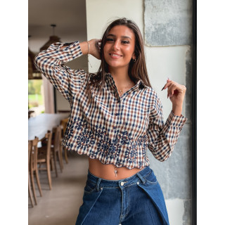 Chemise à carreaux Eleanore - Taupe