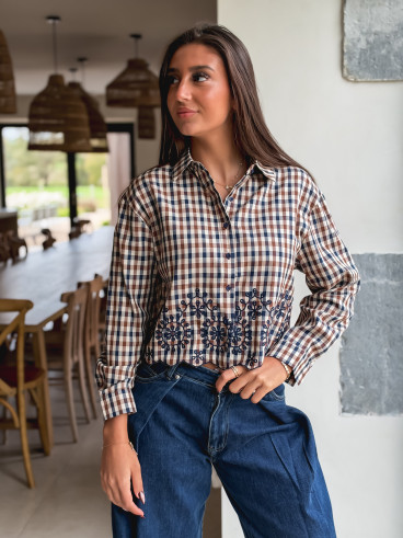 Chemise à carreaux Eleanore - Taupe