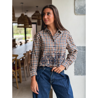 Chemise à carreaux Eleanore - Taupe