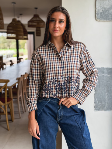 Chemise à carreaux Eleanore - Taupe