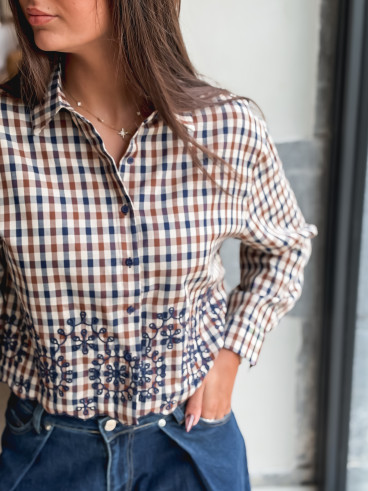 Chemise à carreaux Eleanore - Taupe