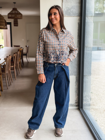Chemise à carreaux Eleanore - Taupe