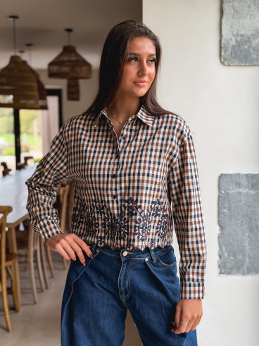 Chemise à carreaux Eleanore - Taupe