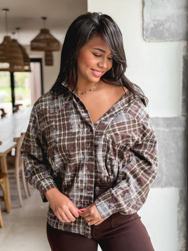 Chemise à carreaux Alida - Chocolat