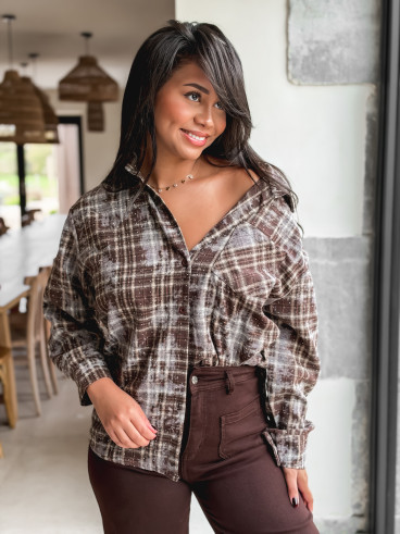 Chemise à carreaux Alida - Chocolat