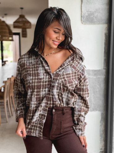 Chemise à carreaux Alida - Chocolat