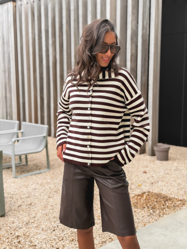 Gilet ligné Connie - Chocolat