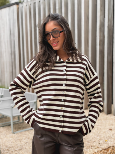 Gilet ligné Connie - Chocolat