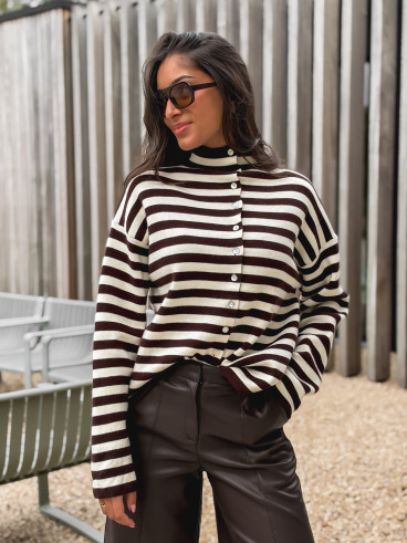 Gilet ligné Connie - Chocolat