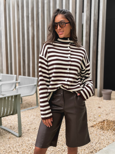 Gilet ligné Connie - Chocolat