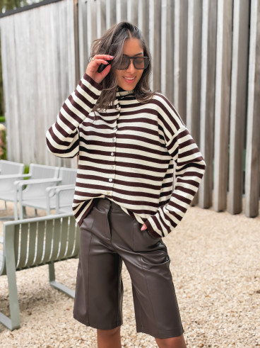Gilet ligné Connie - Chocolat