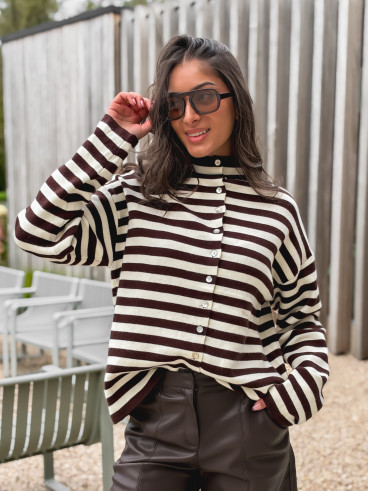 Gilet ligné Connie - Chocolat