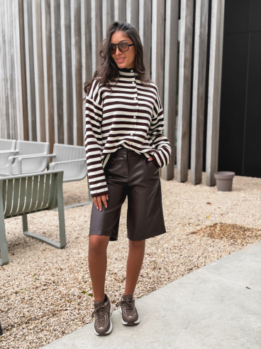 Gilet ligné Connie - Chocolat
