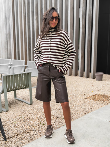 Gilet ligné Connie - Chocolat