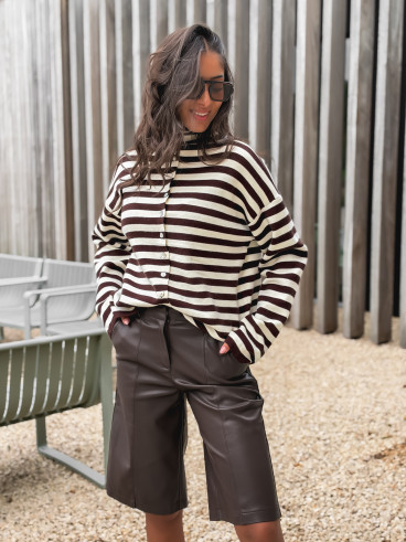 Gilet ligné Connie - Chocolat