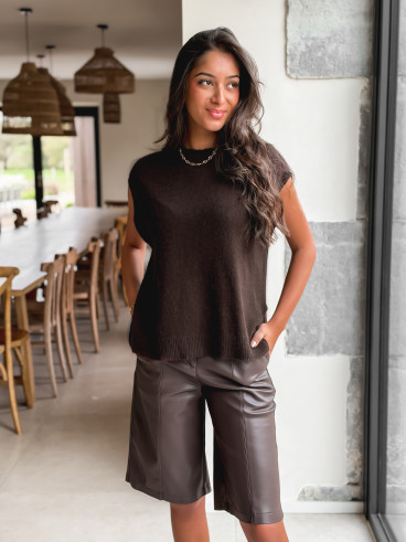 Pull sans manches Catherina - Chocolat