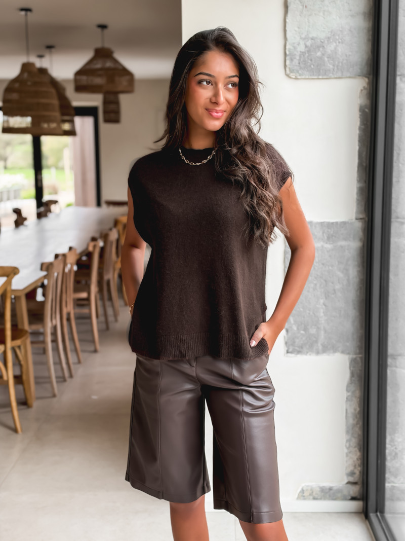 Pull sans manches Catherina - Chocolat Pull sans manches Catherina - Chocolat