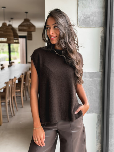 Pull sans manches Catherina - Chocolat Pull sans manches Catherina - Chocolat
