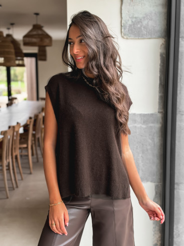 Pull sans manches Catherina - Chocolat Pull sans manches Catherina - Chocolat