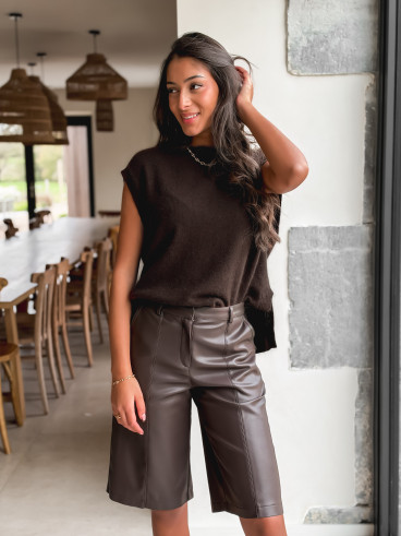 Pull sans manches Catherina - Chocolat Pull sans manches Catherina - Chocolat