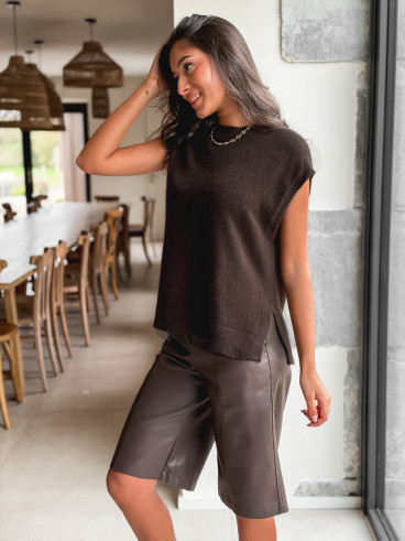 Pull sans manches Catherina - Chocolat Pull sans manches Catherina - Chocolat