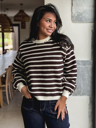 Pull ligné Hind - Chocolat Pull ligné Hind - Chocolat