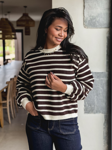 Pull ligné Hind - Chocolat Pull ligné Hind - Chocolat