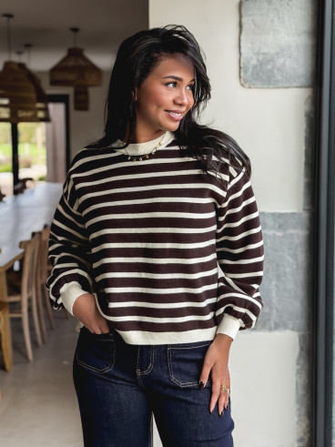 Pull ligné Hind - Chocolat Pull ligné Hind - Chocolat