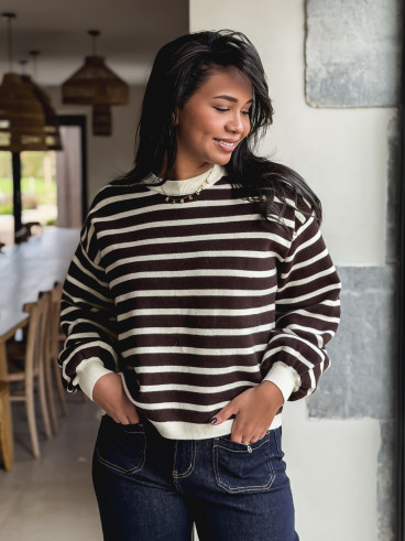 Pull ligné Hind - Chocolat Pull ligné Hind - Chocolat