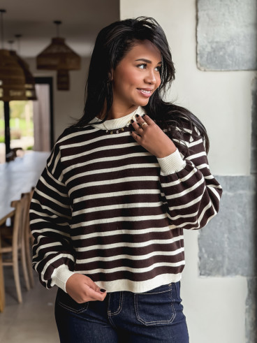 Pull ligné Hind - Chocolat Pull ligné Hind - Chocolat