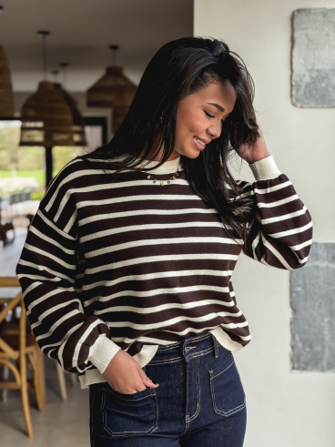 Pull ligné Hind - Chocolat Pull ligné Hind - Chocolat