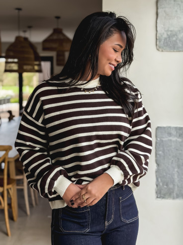 Pull ligné Hind - Chocolat Pull ligné Hind - Chocolat