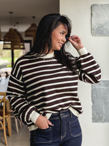 Pull ligné Hind - Chocolat Pull ligné Hind - Chocolat