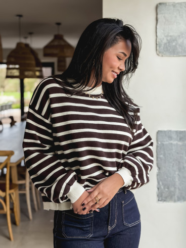 Pull ligné Hind - Chocolat Pull ligné Hind - Chocolat