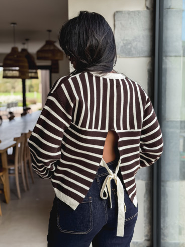 Pull ligné Hind - Chocolat Pull ligné Hind - Chocolat