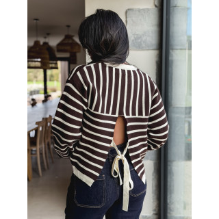 Pull ligné Hind - Chocolat