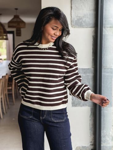 Pull ligné Hind - Chocolat