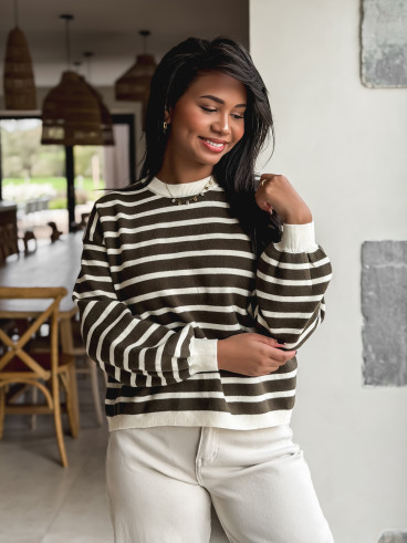 Pull ligné Hind - Chocolat Pull ligné Hind - Chocolat
