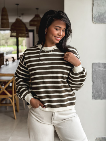 Pull ligné Hind - Chocolat Pull ligné Hind - Chocolat