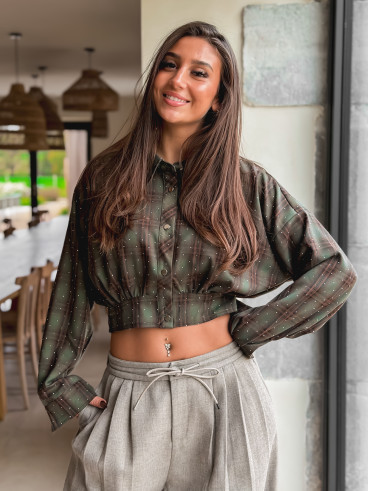 Chemise à carreaux Isaure - Kaki
