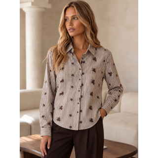 Chemise lignée Emelise - Taupe