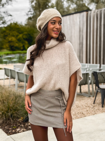 Jupe courte à carreaux Alzya - Beige