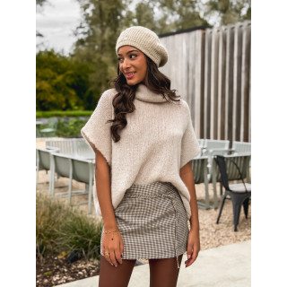 Jupe courte à carreaux Alzya - Beige