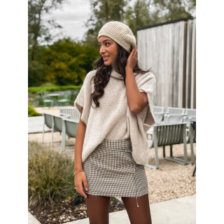 Jupe courte à carreaux Alzya - Beige