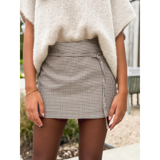 Jupe courte à carreaux Alzya - Beige