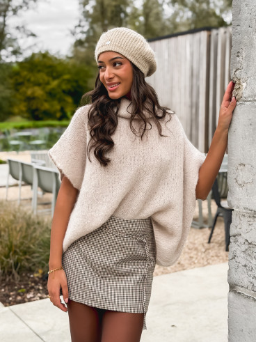 Jupe courte à carreaux Alzya - Beige